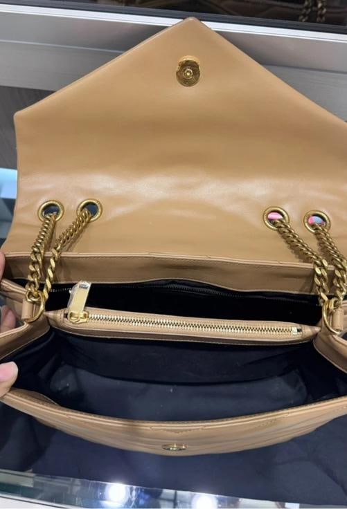 YSL Saint Laurent Medium Loulou Chain Satchel in Beige - 12