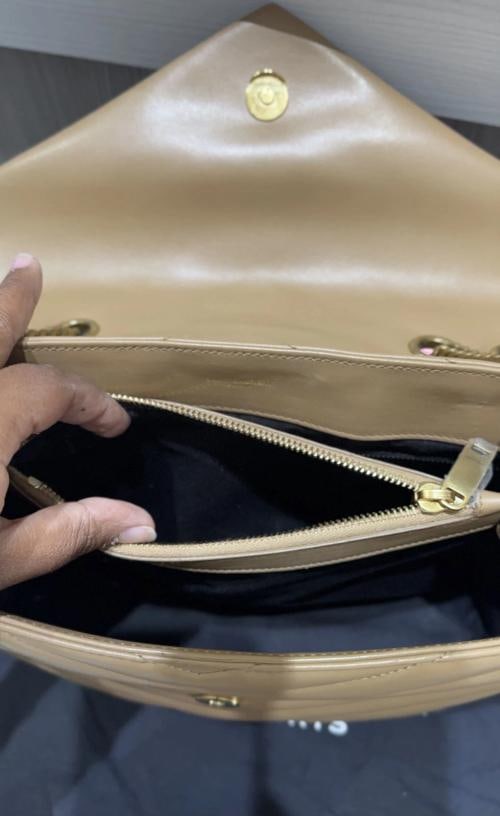 YSL Saint Laurent Medium Loulou Chain Satchel in Beige - 14