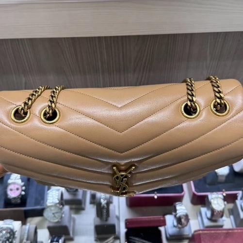 YSL Saint Laurent Medium Loulou Chain Satchel in Beige - 15