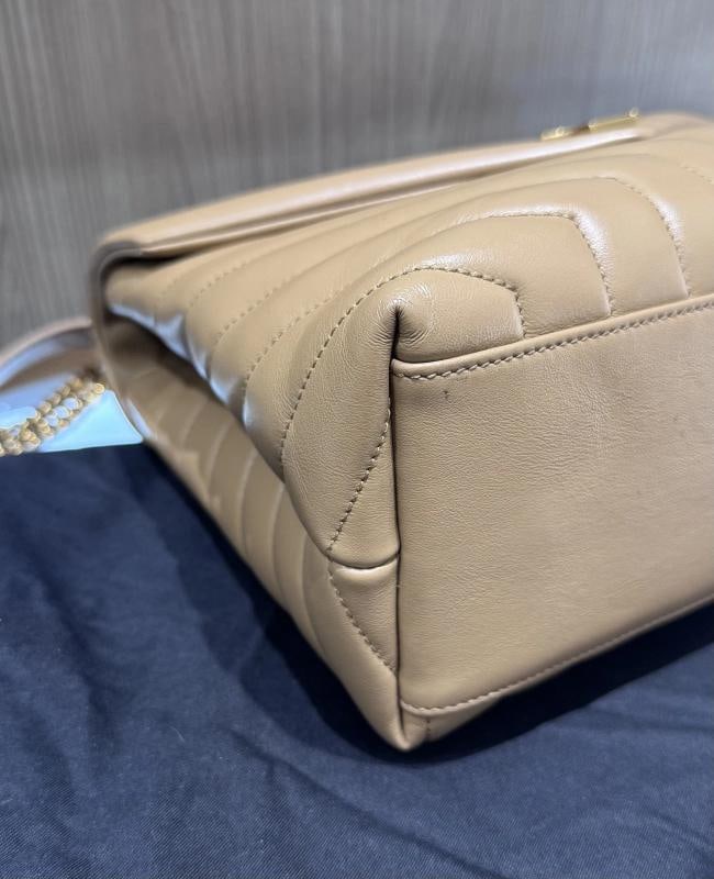 YSL Saint Laurent Medium Loulou Chain Satchel in Beige - 8
