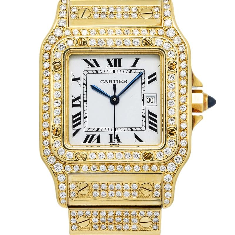 Cartier Santos Galbee Quartz Yellow Gold Diamond White Dial Women's Watch 24mm - 2