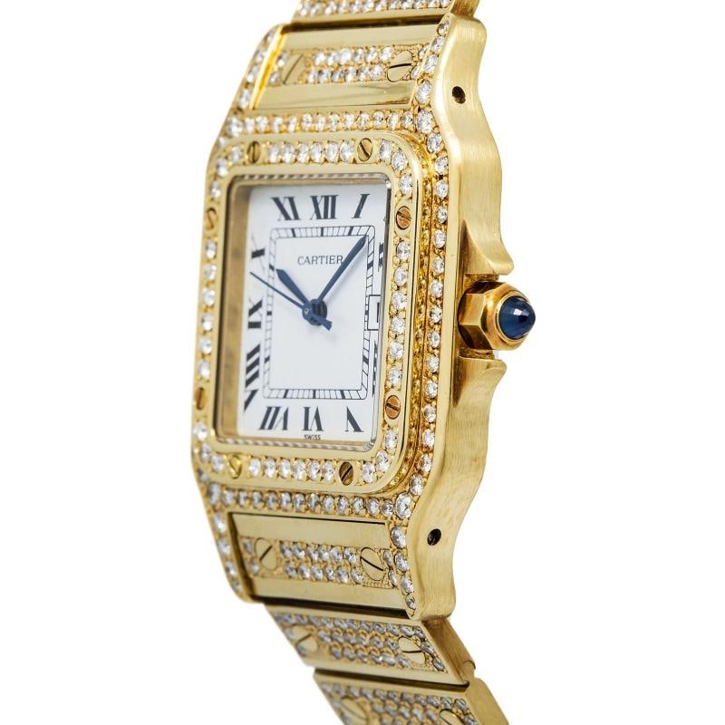 Cartier Santos Galbee Quartz Yellow Gold Diamond White Dial Women's Watch 24mm - 3