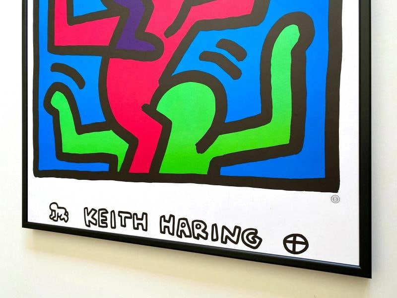 KEITH HARING ESTATE RARE 1992 LITHO PRINT FRAMED POP ART POSTER "4 FIGURES" 1989 - 12