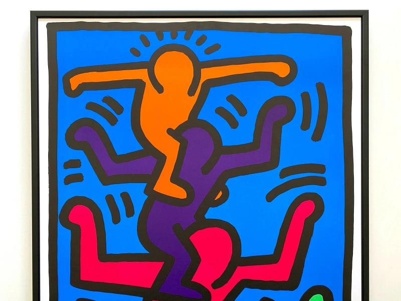 KEITH HARING ESTATE RARE 1992 LITHO PRINT FRAMED POP ART POSTER "4 FIGURES" 1989 - 2