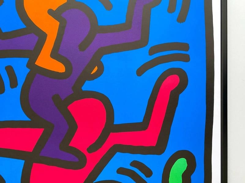 KEITH HARING ESTATE RARE 1992 LITHO PRINT FRAMED POP ART POSTER "4 FIGURES" 1989 - 9