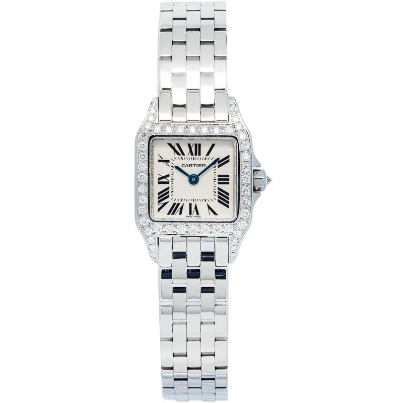 Cartier Santos Demoiselle W25064Z5 SS White Dial Quartz Women's Watch 20mm: Condition: Pre-owned - Good: This item has been gently used but is in good condition. It might have a few signs of wear, like light scratches or tarnishing. ,Brand: Cartier,REFERENCE: W25064Z5,Movemen