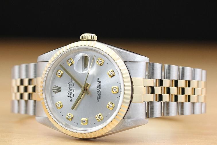 ROLEX MENS DATEJUST 16233 2-TONE 18K GOLD STAINLESS STEEL QUICKSET WATCH - 2
