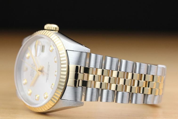 ROLEX MENS DATEJUST 16233 2-TONE 18K GOLD STAINLESS STEEL QUICKSET WATCH - 4