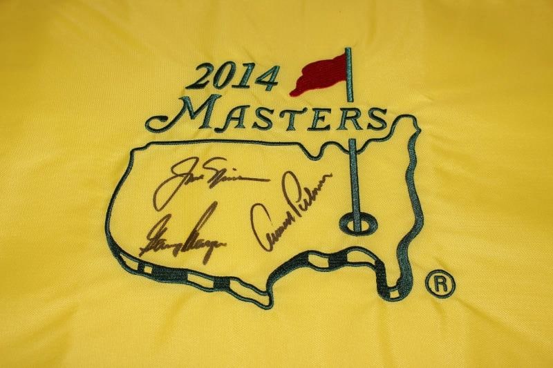 JACK NICKLAUS ARNOLD PALMER GARY PLAYER SIGNED MASTERS GOLF FLAG BECKETT COA - 4