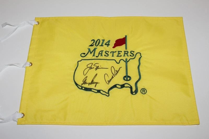 JACK NICKLAUS ARNOLD PALMER GARY PLAYER SIGNED MASTERS GOLF FLAG BECKETT COA - 5