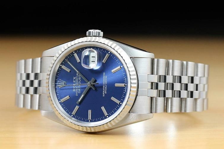 ROLEX MENS DATEJUST 16234 QUICKSET 18K WHITE GOLD STAINLESS STEEL WATCH - 2