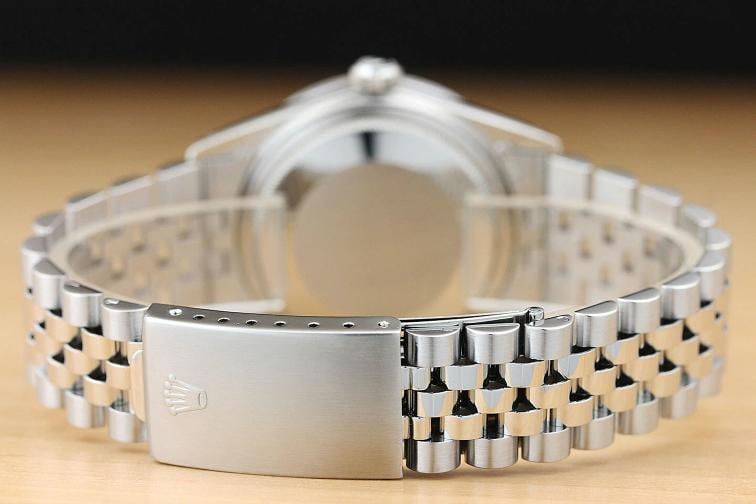 AUTHENTIC MENS ROLEX DATEJUST GRAY DIAMOND 18K WHITE GOLD STAINLESS STEEL WATCH - 6