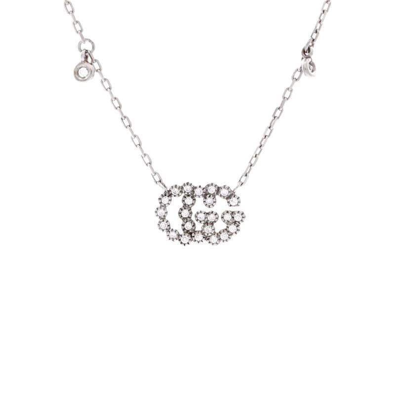 Gucci GG Running Station Necklace 18K White Gold and Diamonds: Condition: Pre-owned - Good,Brand: Gucci,Main Stone: Diamond,Metal: 18K White Gold,Metal Purity: 18K,Style: Station,Type: Necklace,Color: White Gold,Material: 18K White Gold, Diamond