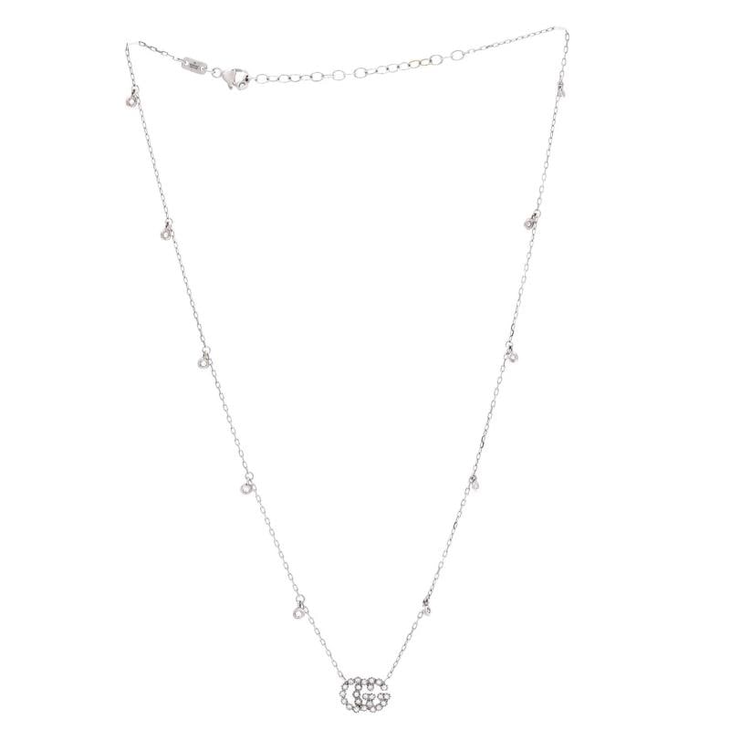 Gucci GG Running Station Necklace 18K White Gold and Diamonds - 2