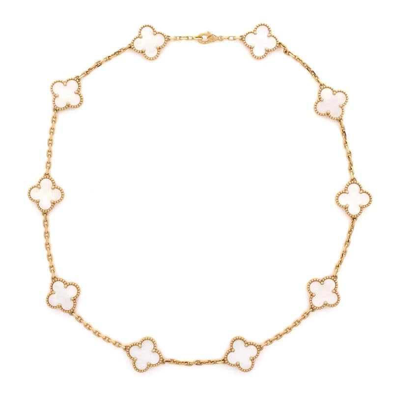 Van Cleef & Arpels Vintage Alhambra 10 Motifs Necklace 18K Yellow Gold: Condition: Pre-owned - Good,Brand: Van Cleef & Arpels,Main Stone: Unknown,Metal: 18K Yellow Gold,Metal Purity: 18K,Style: Necklace,Type: Necklace,Color: Yellow Gold,Material: 18K Yellow Gold, Mother O
