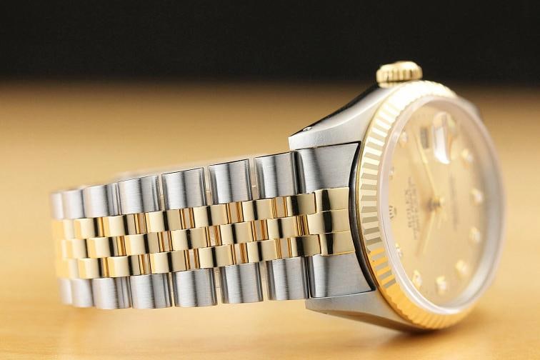 ROLEX MENS DATEJUST 16233 2-TONE CHAMPAGNE DIAMOND DIAL WATCH w/ ROLEX BAND - 7
