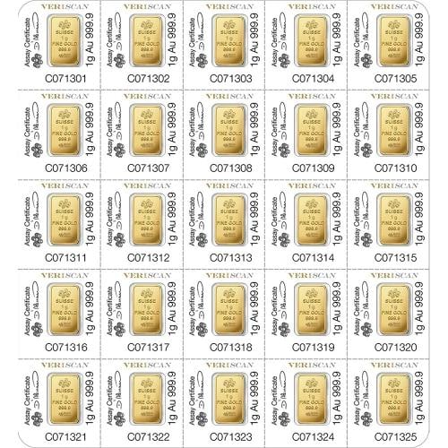 25 X 1 Gram Divisible PAMP Suisse MULTIGRAM .9999 Fine Gold Bar - 2