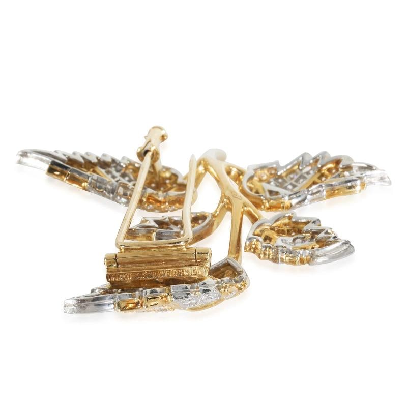 Tiffany & Co. Yellow Gold & Platinum Diamond 5 Leaf Schlumberger Brooch - 3