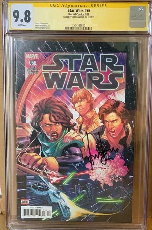 Han Solo CGC 9.8 Signed Harrison Ford Star Wars #56 Marvel Comic Signature: Original/Reproduction: Original,Industry: Movies,Country of Origin: United States