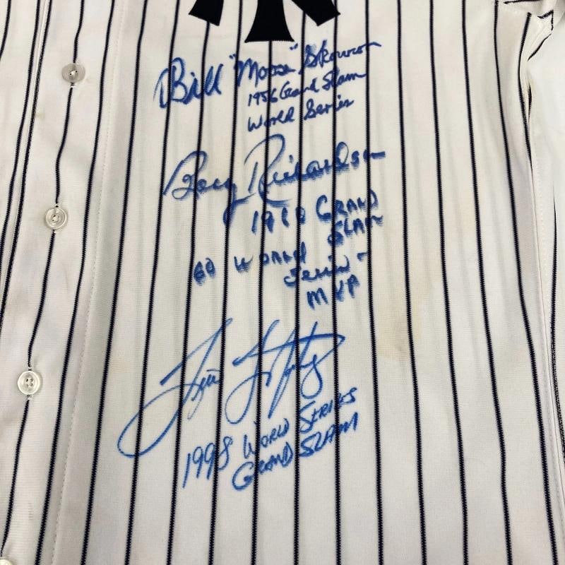 New York Yankees World Series Grand Slams Signed Jersey 5 Sigs Yogi Berra JSA - 3