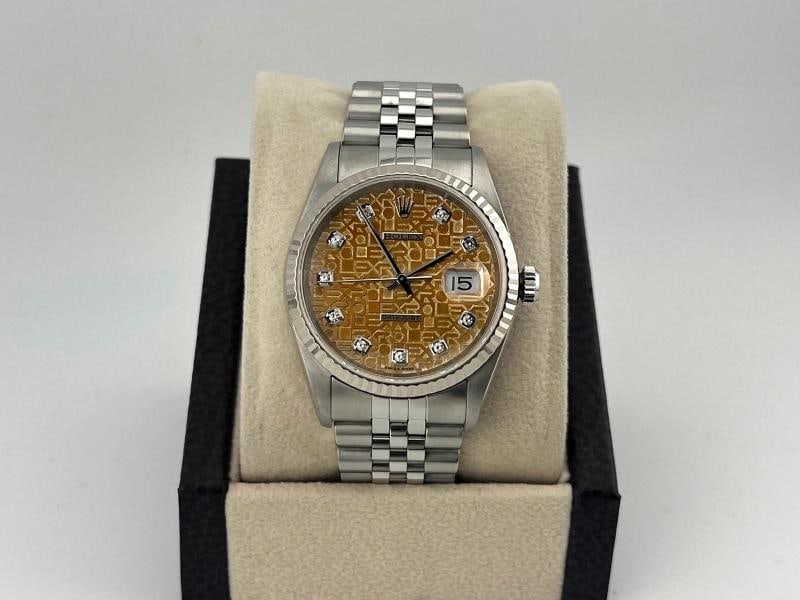 Rolex Datejust 16234 36mm TROPICAL Jubilee Diamond Dial 18k Gold Stainless Steel - 3