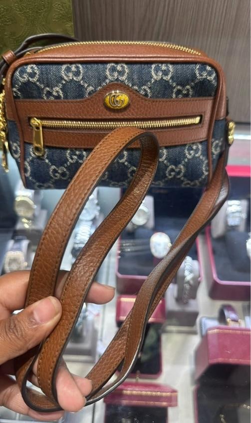 Gucci Denim GG Monogram Crossbody Bag (Style #517350) - 2