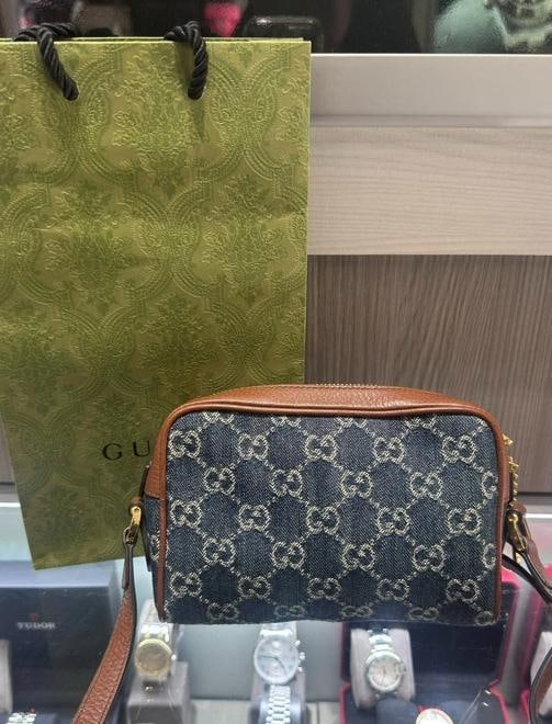 Gucci Denim GG Monogram Crossbody Bag (Style #517350) - 3