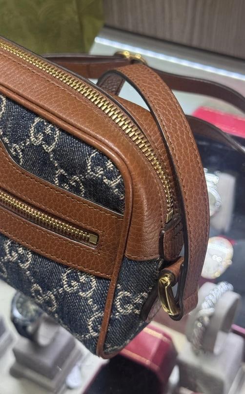 Gucci Denim GG Monogram Crossbody Bag (Style #517350) - 8