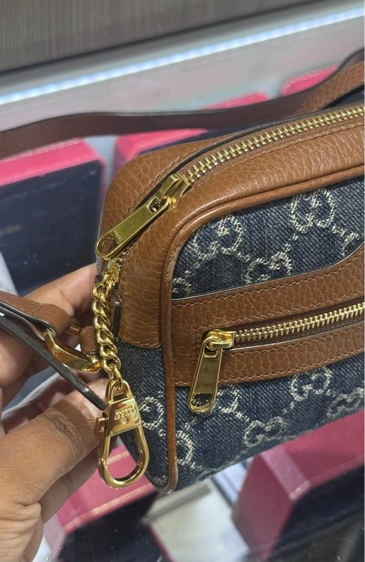 Gucci Denim GG Monogram Crossbody Bag (Style #517350) - 9