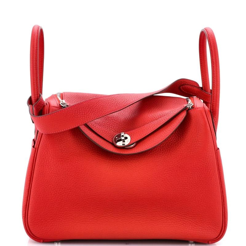 Hermes Lindy Bag Clemence 30: Condition: Pre-owned - Excellent,Brand: Hermes,Exterior Material: Leather,Style: Shoulder Bags,Exterior Color: Red,Department: Women,Size: 30,Accessories: Dust Bag Condition: Great. Exterior: minor cr