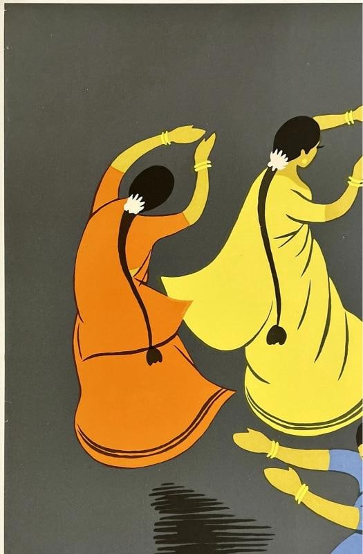 Original Vintage Poster FESTIVALS OF INDIA Indian Travel Tourism LINEN - 2