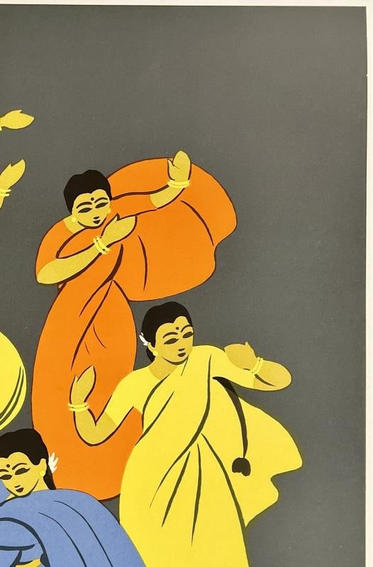 Original Vintage Poster FESTIVALS OF INDIA Indian Travel Tourism LINEN - 3