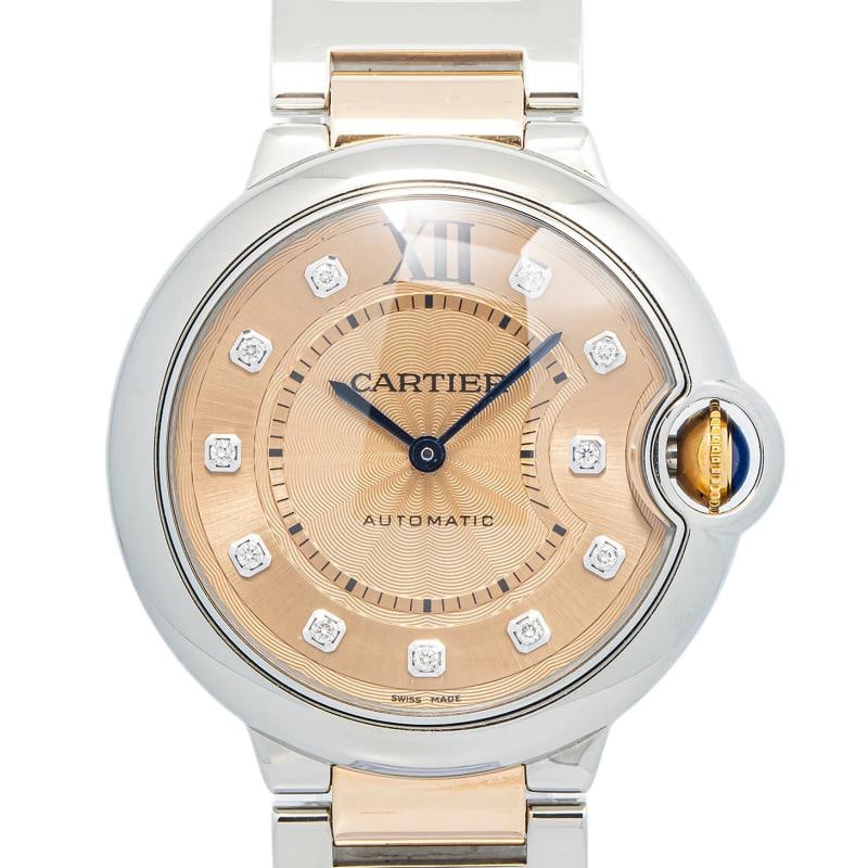 Cartier Ballon Bleu WE902054 18k RG Two Tone Salmon Diamond Dial Auto Women 33mm - 2