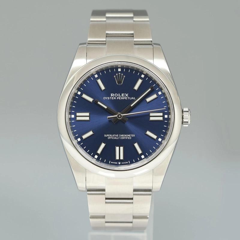 MINT 2021 Rolex Oyster Perpetual 41mm Blue Stick Oyster Watch 124300 Box - 2