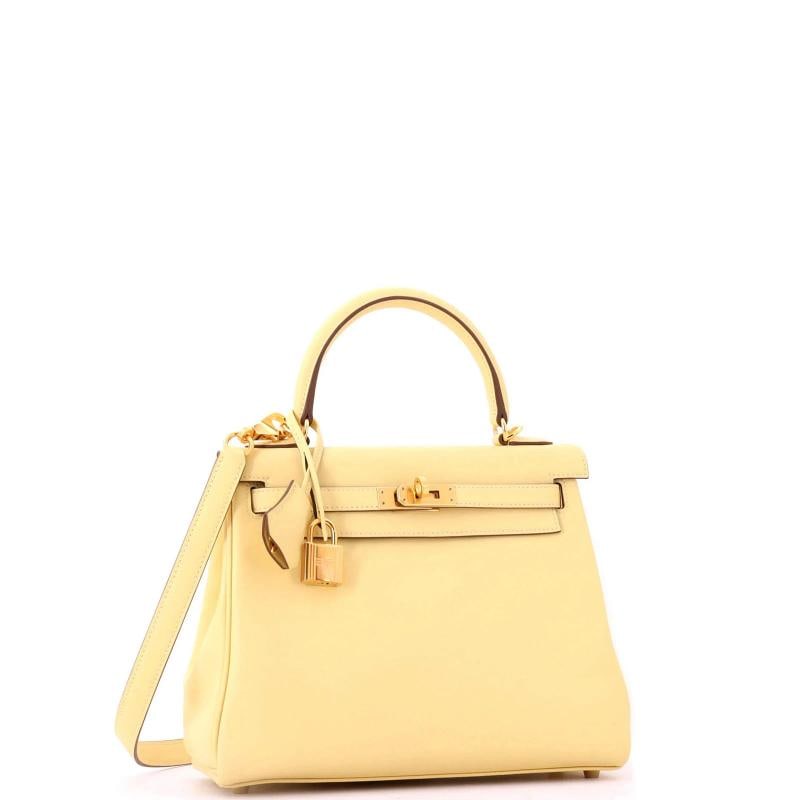 Hermes Kelly Handbag Yellow Swift with Gold Hardware 25 - 3