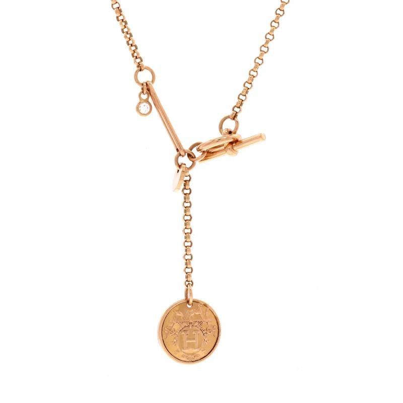 Hermes Ex-Libris Pendant Necklace 18K Rose Gold with Diamond Small: Condition: Pre-owned - Good,Brand: Hermes,Main Stone: Diamond,Metal: 18K Rose Gold,Metal Purity: 18K,Style: Pendant,Type: Necklace,Color: Rose Gold,Material: 18K Rose Gold, Diamond Estimated Retail