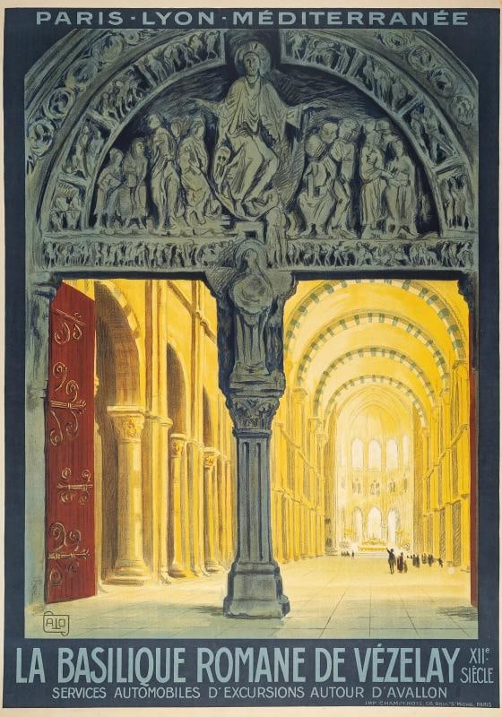 Original Poster, Roman Basilica Vezelay, Burgundy, Religion, Christ, 1920-: Condition: Used,Pays d'origine: France,Epoque: RÃƒÂ©tro (1900-1979),Dimensions: 75 x 105 cm,Impression: Couleur,ThÃƒÂ¨me: Tourisme Artiste : Alo (Charles Hallo)