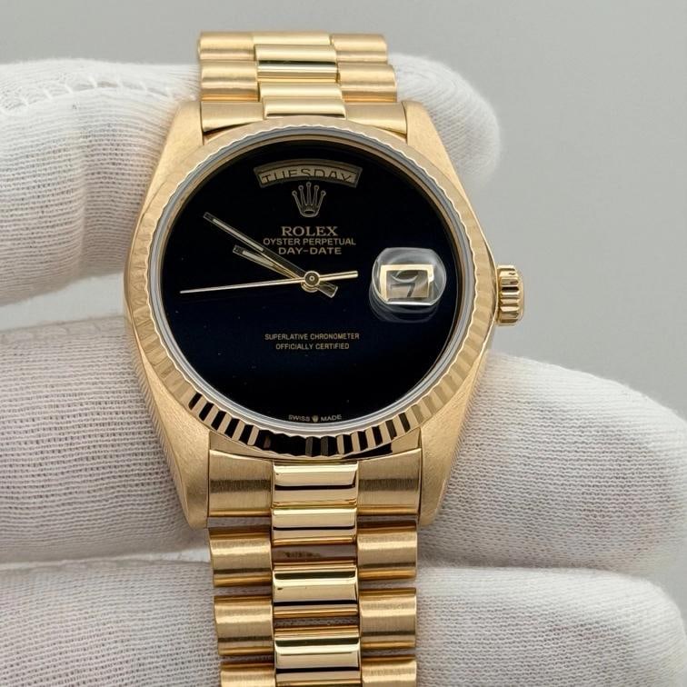 Rolex Day Date President 18038 36mm Black Onyx Dial Quickset 18K Yellow Gold - 4