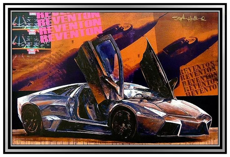 STEPHEN HOLLAND Original Giclee on CANVAS Signed Lamborghini Sports Car oil Art (1 of 6)