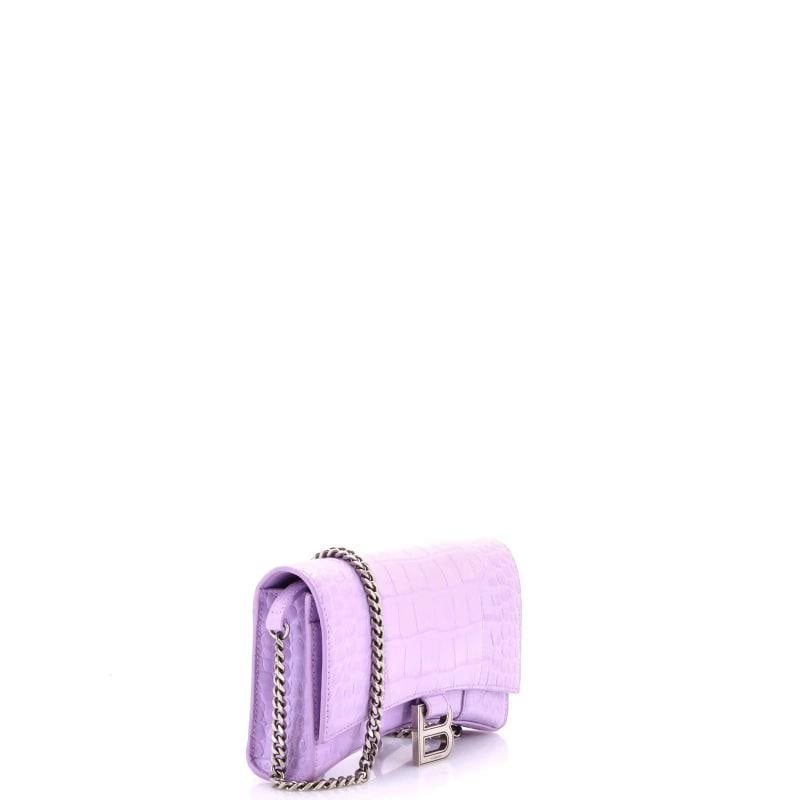 Balenciaga Hourglass Chain Wallet Crocodile Embossed Leather - 2
