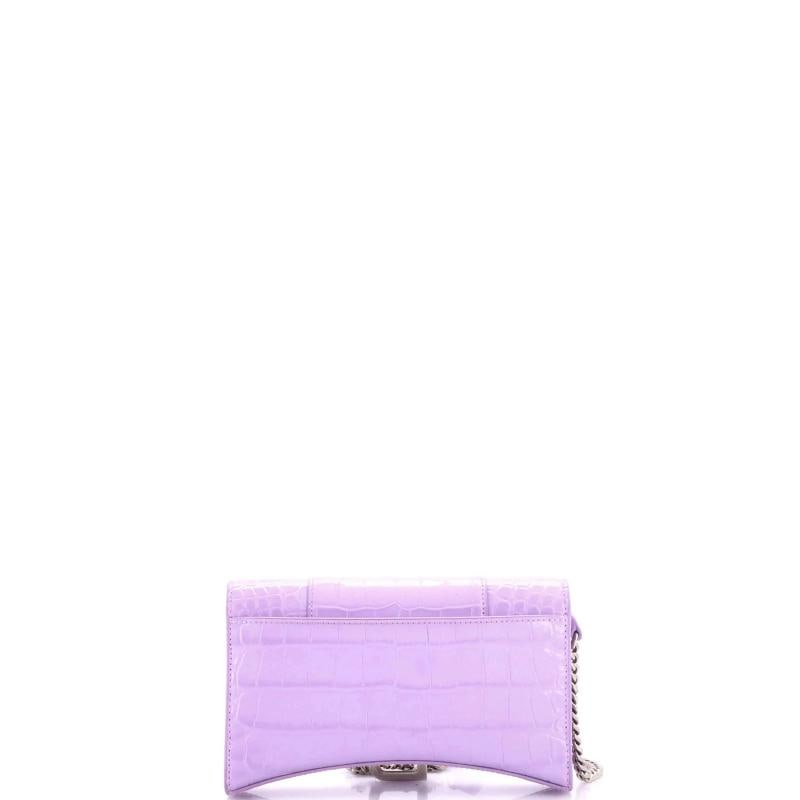 Balenciaga Hourglass Chain Wallet Crocodile Embossed Leather - 3