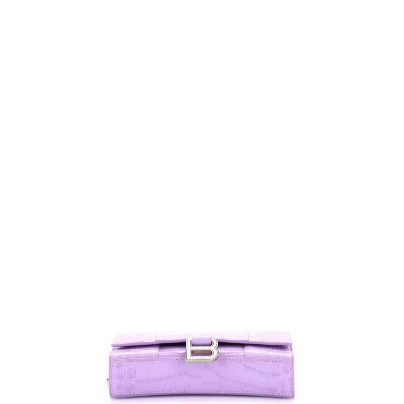 Balenciaga Hourglass Chain Wallet Crocodile Embossed Leather - 4