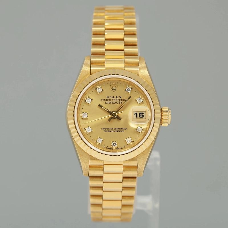 PAPERS Factory Diamond Ladies 69178 Rolex DateJust President 26mm Yellow Gold - 2