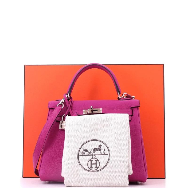 Hermes Kelly Handbag Pink Togo with Palladium Hardware 25 - 2