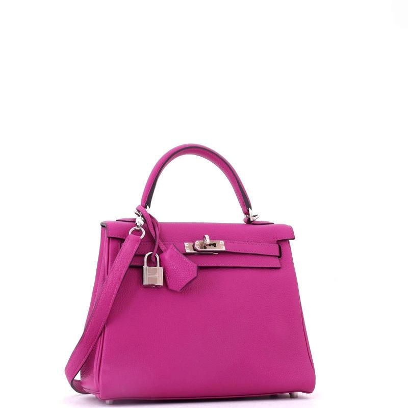 Hermes Kelly Handbag Pink Togo with Palladium Hardware 25 - 3