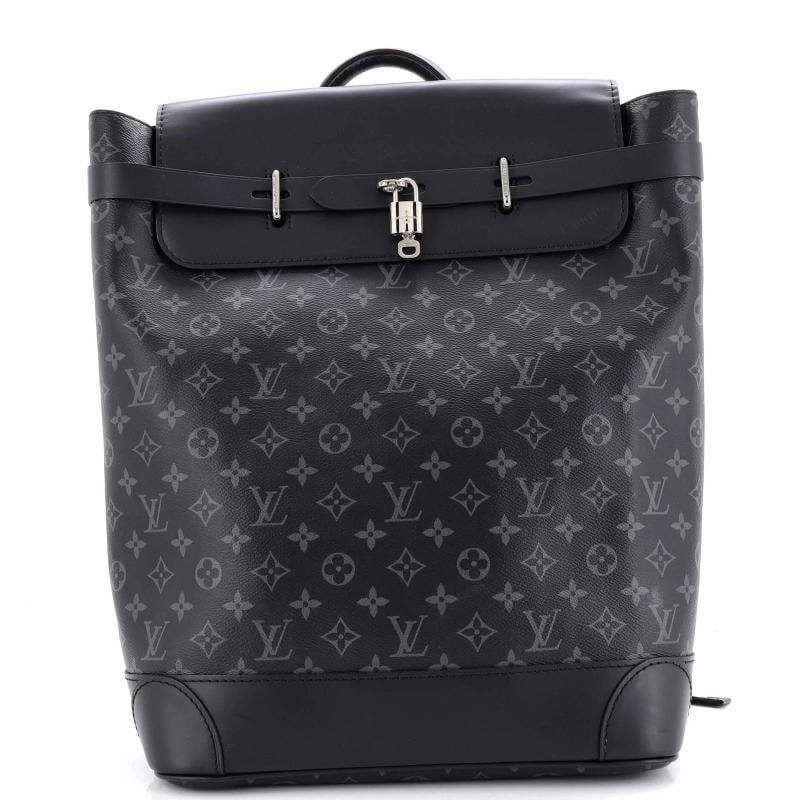 Louis Vuitton Steamer Backpack Monogram Eclipse Canvas: Accessories: Keys, Lock Measurements: Handle Drop 2", Height 17", Width 13", Depth 6", Strap Drop 10-17". Condition: Pre-owned - Good,Brand: Louis Vuitton,Exterior Material: Canvas Coated, Leather,Sty
