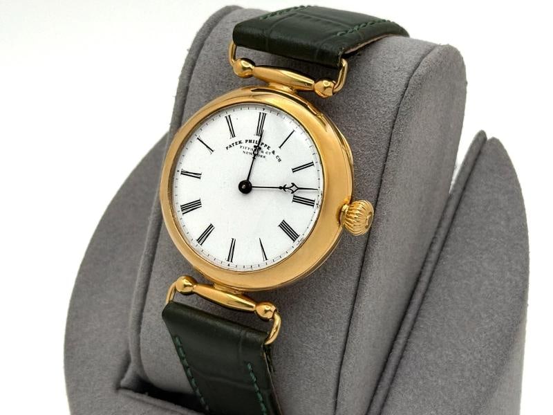 Vintage Patek Philippe Tiffany & Co Watch 34mm 18K Gold Leather Strap - 3