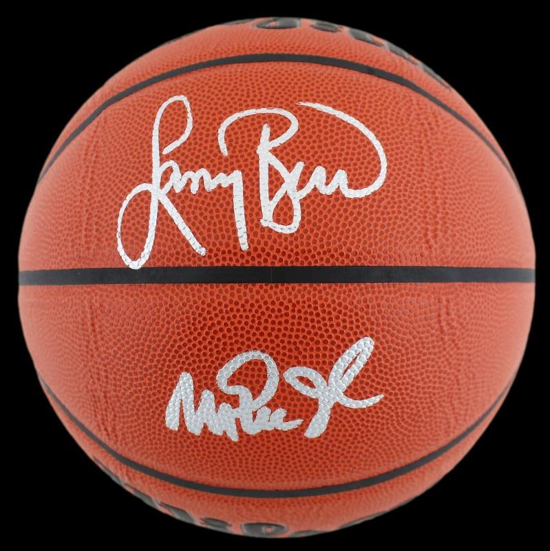 Magic Johnson & Larry Bird Authentic Signed Wilson Basketball BAS Witnessed: Player: Magic Johnson & Larry Bird,Product: Ball,Original/Reprint: Original,Autograph Authentication: Beckett,PRODUCT_COA: Beckett,PRODUCT_SIGNED_BY_NAME: Magic Johnson & Larry Bird,Country of Origin: