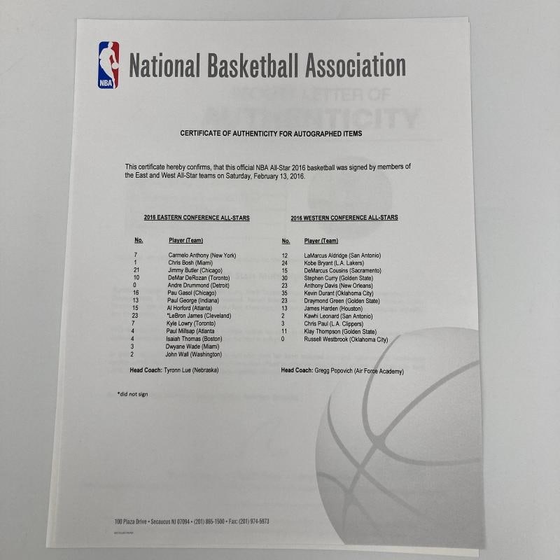 2016 All Star Game Team Signed Basketball Kobe Bryant Final AS Game Beckett COA - 11