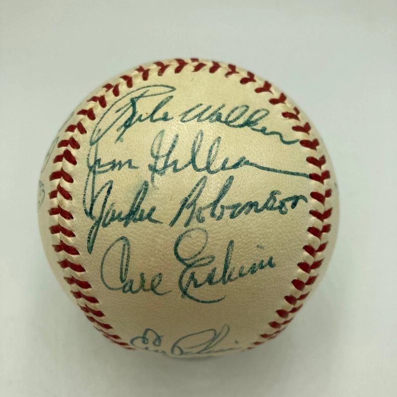 Jackie Robinson 1954 Brooklyn Dodgers Team Signed Baseball PSA DNA - 2